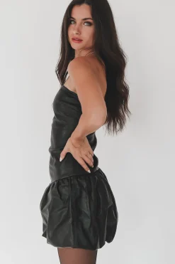 Would You Look At Her Faux Leather Balloon Dress