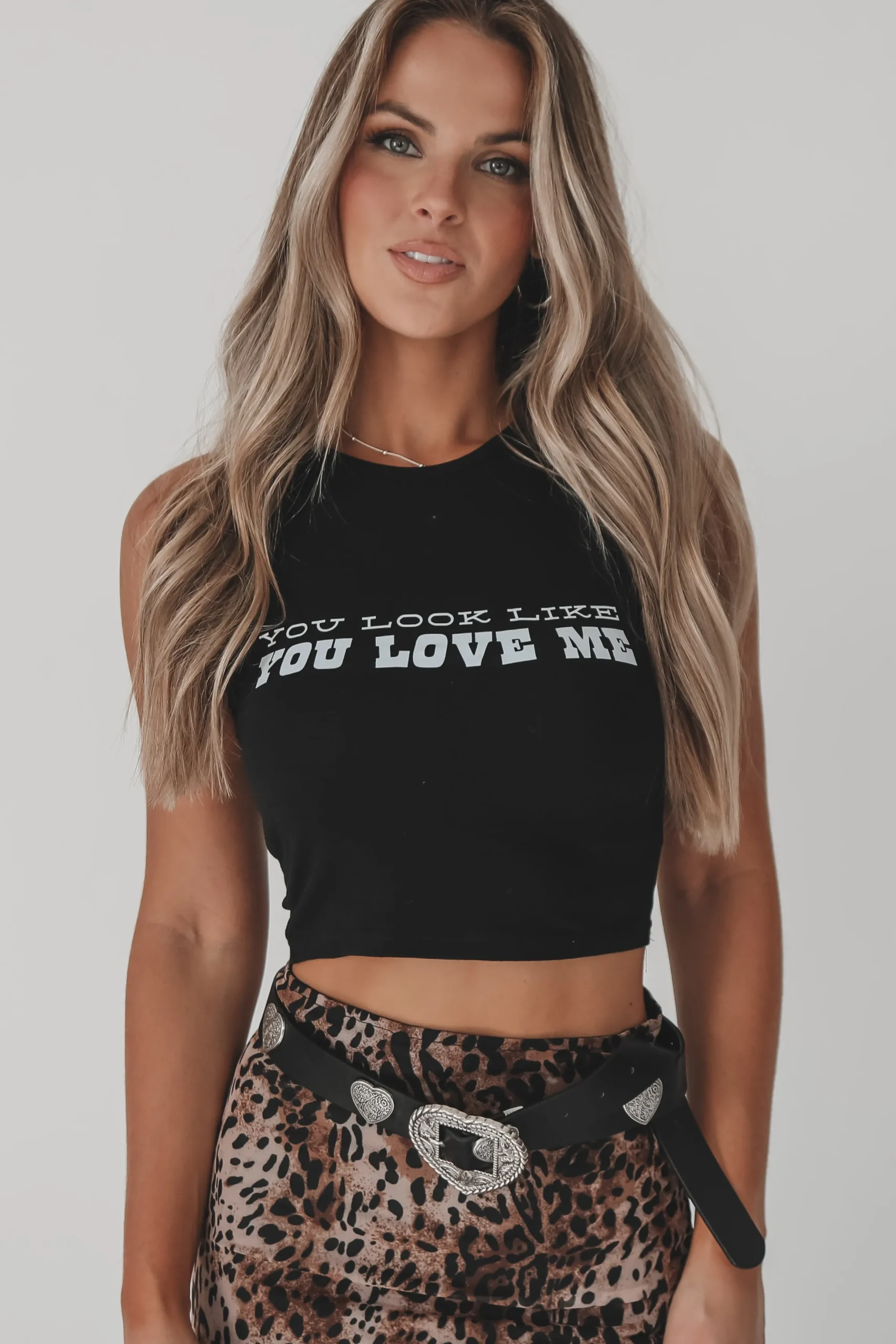 You Look Like You Love Me Concert Graphic High Neck Tank Top