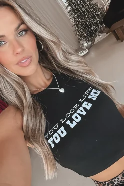 You Look Like You Love Me Concert Graphic High Neck Tank Top