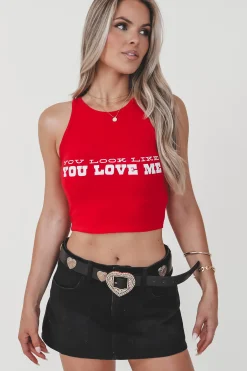 You Look Like You Love Me Concert Graphic High Neck Tank Top